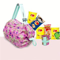 Vintage Flower Print Cylinder Bag Storage Shoulder Bag Travel Large Bag