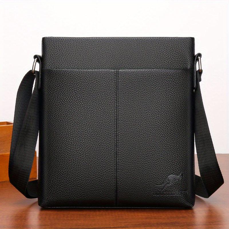 Business Messenger Bag PU Leather Crossbody Bag Square Shoulder Bag
