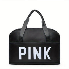 Pink Print Sports Bag Zipper Portable Luggage Handbag Lightweight