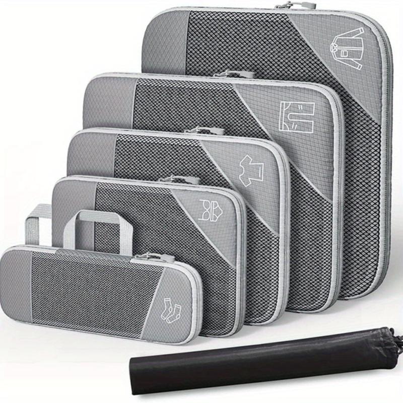 6 Pcs Compression Packing Cubes Travel Luggage Organizer Bags