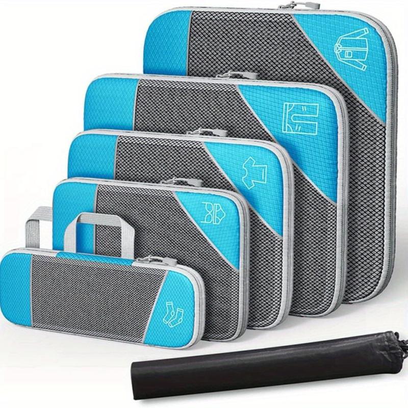 6 Pcs Compression Packing Cubes Travel Luggage Organizer Bags