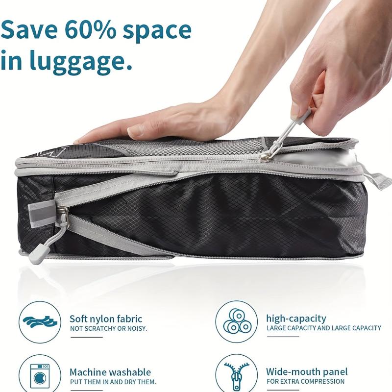 6 Pcs Compression Packing Cubes Travel Luggage Organizer Bags