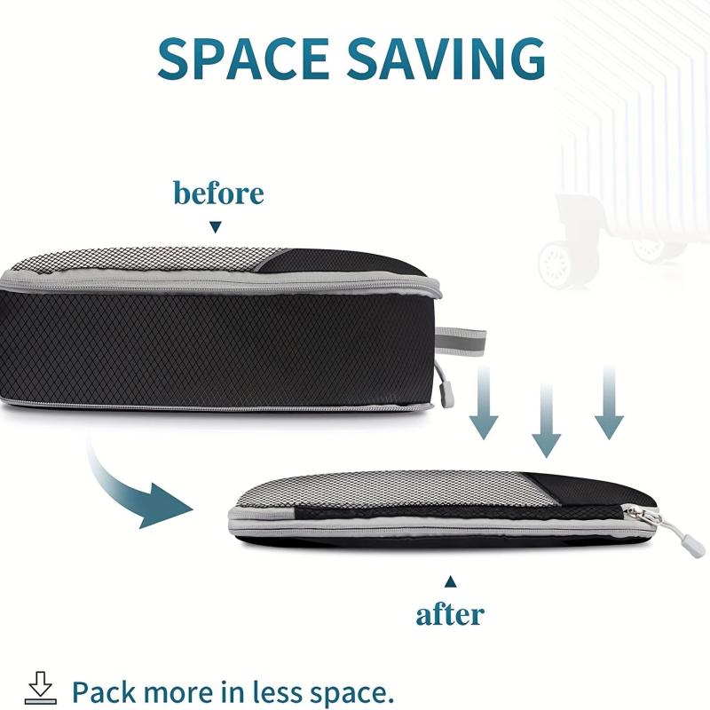 6 Pcs Compression Packing Cubes Travel Luggage Organizer Bags