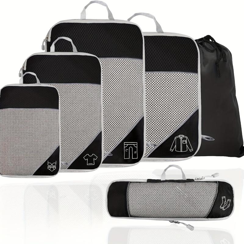 6 Pcs Compression Packing Cubes Travel Luggage Organizer Bags