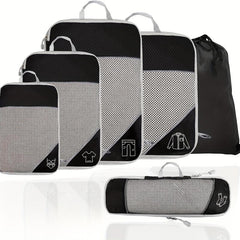 6 Pcs Compression Packing Cubes Travel Luggage Organizer Bags