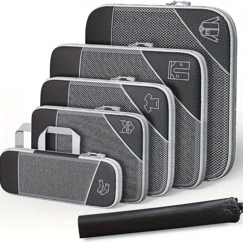 6 Pcs Compression Packing Cubes Travel Luggage Organizer Bags