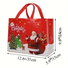 Christmas Large Capacity Tote Bag Cute Santa Snowman Shopping Bag
