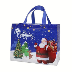 Christmas Large Capacity Tote Bag Cute Santa Snowman Shopping Bag