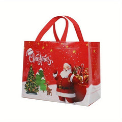 Christmas Large Capacity Tote Bag Cute Santa Snowman Shopping Bag