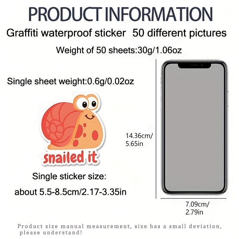 50pcs Snail Graffiti Stickers DIY Mobile Phone Case Luggage Waterproof Stickers