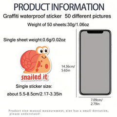 50pcs Snail Graffiti Stickers DIY Mobile Phone Case Luggage Waterproof Stickers