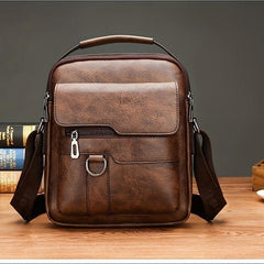 Vintage PU Leather Messenger Bag Business Briefcase Handbag Pockets
