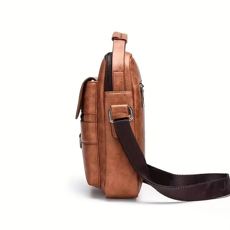 Vintage PU Leather Messenger Bag Business Briefcase Handbag Pockets