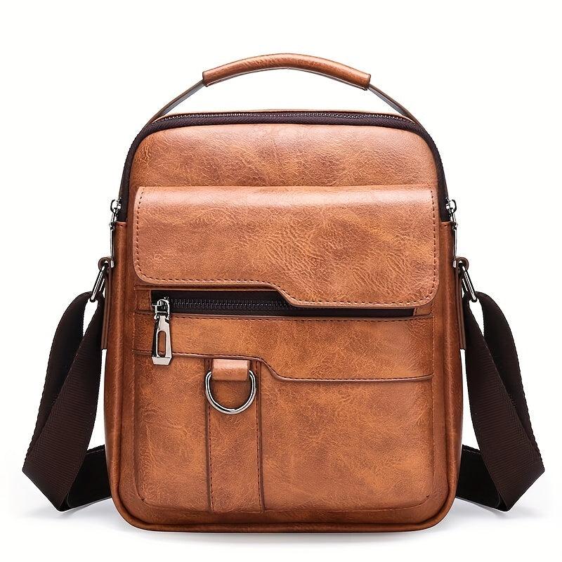Vintage PU Leather Messenger Bag Business Briefcase Handbag Pockets