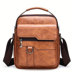 Vintage PU Leather Messenger Bag Business Briefcase Handbag Pockets