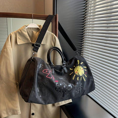 Cartoon Graffiti Pattern Sports Handbag Large Capacity Duffle Bag