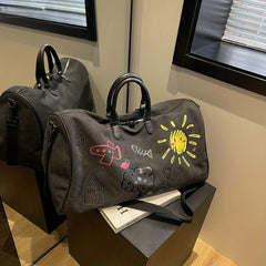 Cartoon Graffiti Pattern Sports Handbag Large Capacity Duffle Bag