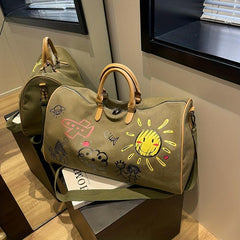 Cartoon Graffiti Pattern Sports Handbag Large Capacity Duffle Bag