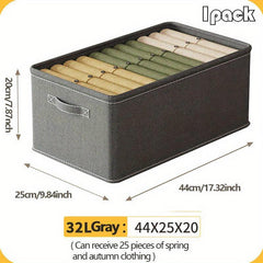 Gray Clothes Storage Box Wardrobe Organizer Lightweight Container
