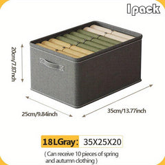 Gray Clothes Storage Box Wardrobe Organizer Lightweight Container