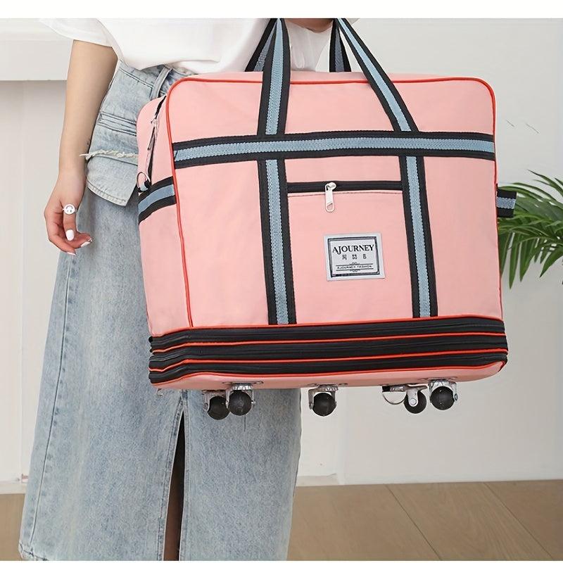 Expandable Travel Bag Large Capacity Duffle Handbag With Wheels