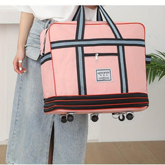 Expandable Travel Bag Large Capacity Duffle Handbag With Wheels