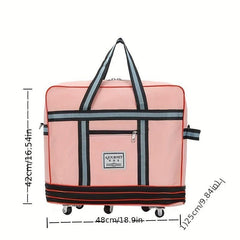Expandable Travel Bag Large Capacity Duffle Handbag With Wheels