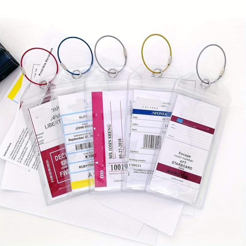 5 Pcs Cruise Luggage Tags Clear Reusable Zip Seal Holder