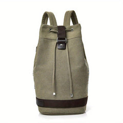 Military Canvas Travel Backpack Drawstring Bucket Rucksack