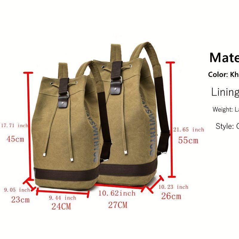 Military Canvas Travel Backpack Drawstring Bucket Rucksack
