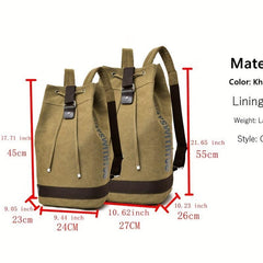 Military Canvas Travel Backpack Drawstring Bucket Rucksack