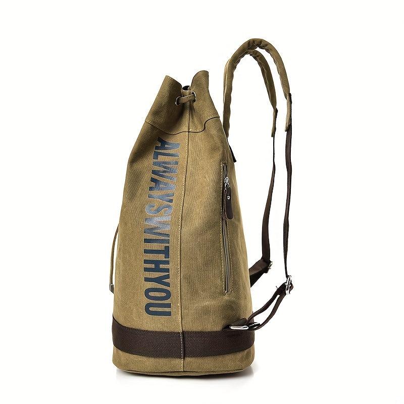 Military Canvas Travel Backpack Drawstring Bucket Rucksack