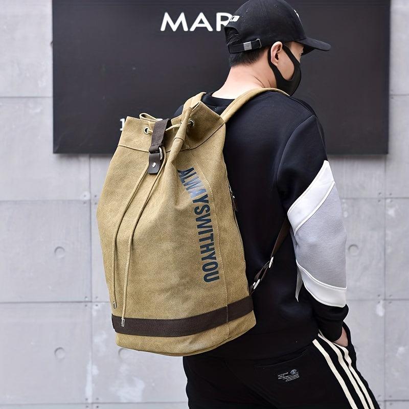 Military Canvas Travel Backpack Drawstring Bucket Rucksack
