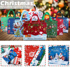 8pcs Christmas Gift Bags Tote Bags Reusable Grocery Bags