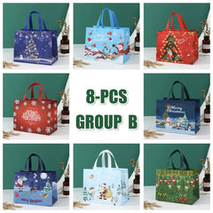 8pcs Christmas Gift Bags Tote Bags Reusable Grocery Bags