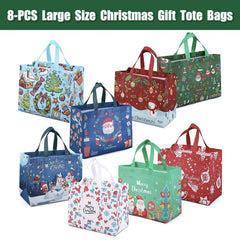 8pcs Christmas Gift Bags Tote Bags Reusable Grocery Bags