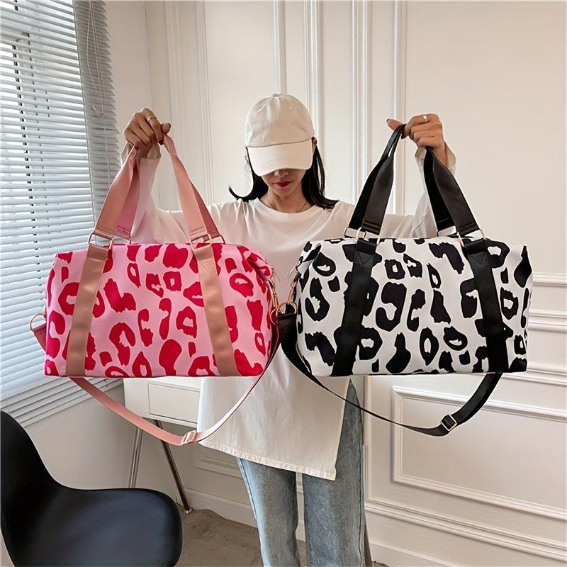 Leopard Print Duffle Crossbody Bag Large Capacity Gym Yoga Bag