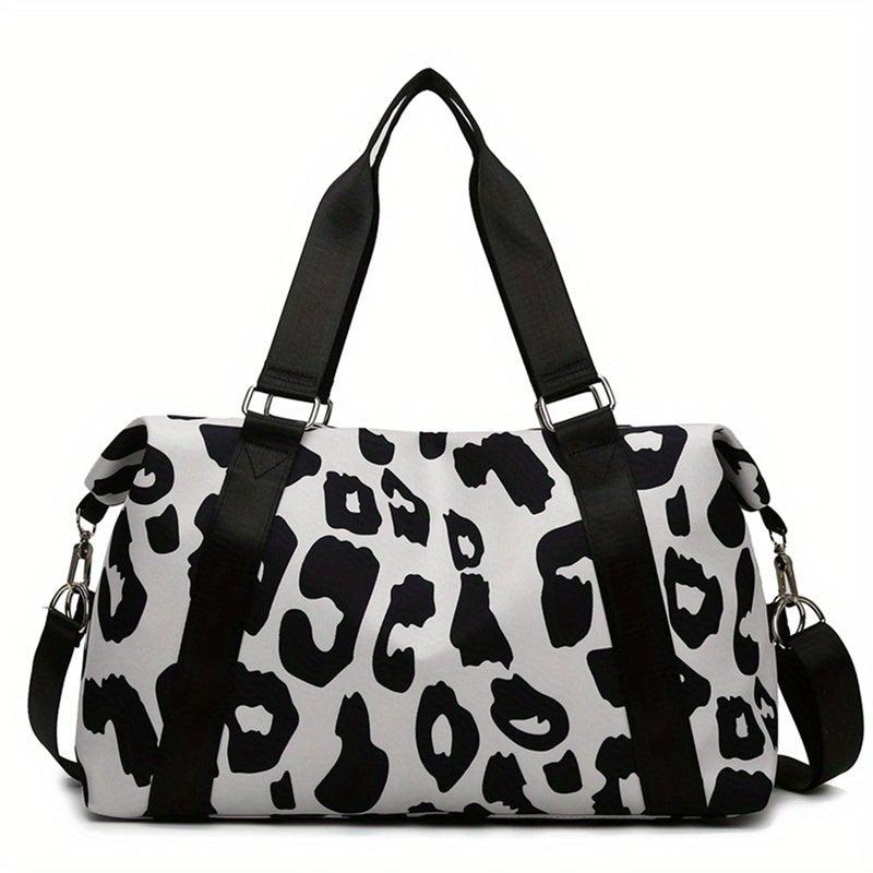 Leopard Print Duffle Crossbody Bag Large Capacity Gym Yoga Bag