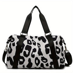 Leopard Print Duffle Crossbody Bag Large Capacity Gym Yoga Bag