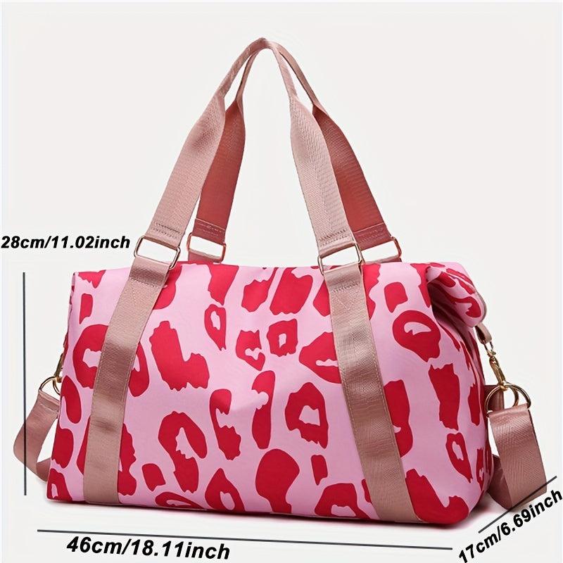Leopard Print Duffle Crossbody Bag Large Capacity Gym Yoga Bag