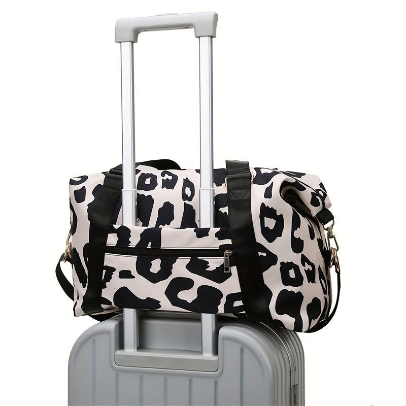 Leopard Print Duffle Crossbody Bag Large Capacity Gym Yoga Bag
