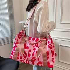 Leopard Print Duffle Crossbody Bag Large Capacity Gym Yoga Bag