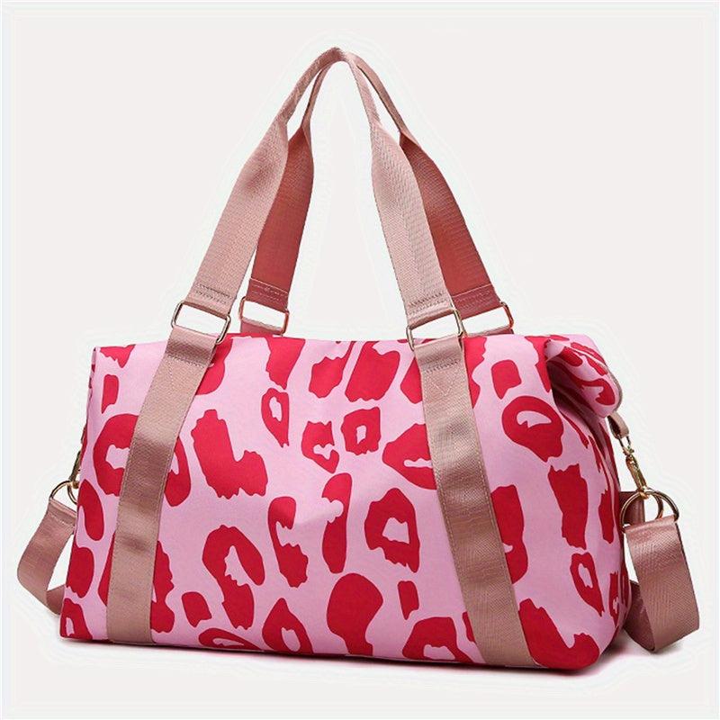 Leopard Print Duffle Crossbody Bag Large Capacity Gym Yoga Bag