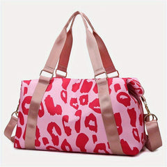 Leopard Print Duffle Crossbody Bag Large Capacity Gym Yoga Bag