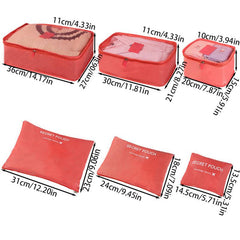 6pcs Travel Packing Cubes Waterproof Storage Mesh Luggage Organizer Bag