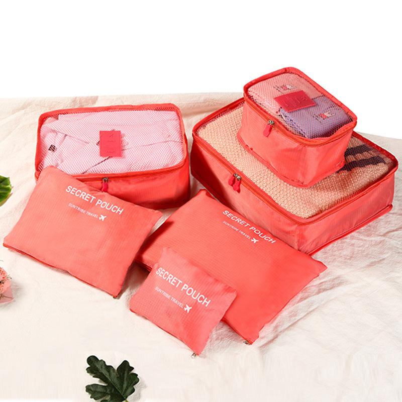 6pcs Travel Packing Cubes Waterproof Storage Mesh Luggage Organizer Bag