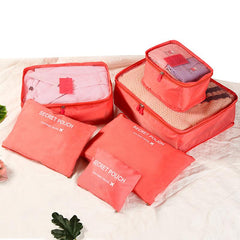 6pcs Travel Packing Cubes Waterproof Storage Mesh Luggage Organizer Bag