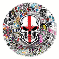 50pcs Horror Skull Waterproof Stickers Halloween Ghost Face Graffiti Decoration