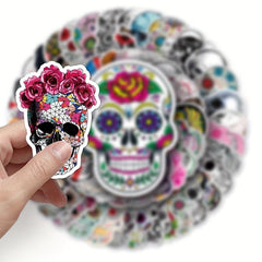 50pcs Horror Skull Waterproof Stickers Halloween Ghost Face Graffiti Decoration