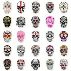 50pcs Horror Skull Waterproof Stickers Halloween Ghost Face Graffiti Decoration